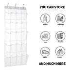 HomeRoots 2 Pack Minimalist Clear Over the Door Pantry Organizer, 20 Pockets