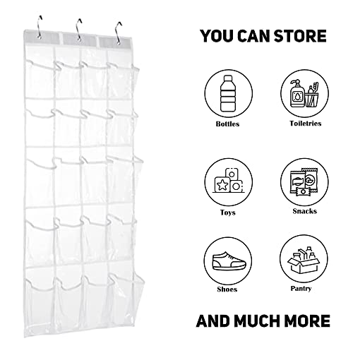 HomeRoots 2 Pack Minimalist Clear Over the Door Pantry Organizer, 20 Pockets