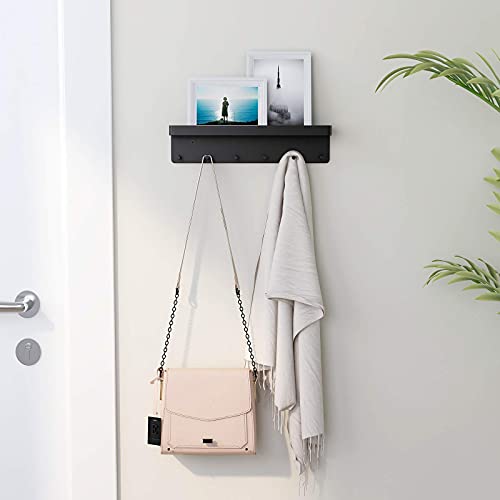 MKO Key Holder Wall Mount, Key Holder Wall Mount Adhesive with Mail Organizer Tray with 6 Key Hooks for Wall, Black - color: Black 1pcs