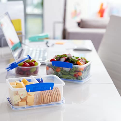 Sistema KLIP IT Rectangular Collection Food Storage Container, 33.8 oz./1.0 L, Clear/Blue, 3 Count - size: 3-Piece (33.8 oz), style: Set of 3