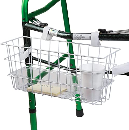 HealthSmart Durable Walker Accessories Basket For Walker | No Tools Needed | Secure Cup Holder & Tray | Walker Accessories Bag - Easy Installation Walker Basket For Folding Walker | 16x5.5x7 inches
