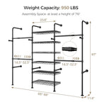 Closet Organizers and Storage, 3-Row Heavy Duty Garment Rack Clothes Rack for Hanging Clothes, Wall Mounted Closet System with 4 Telescopic Rods, 4 Hooks, 6 Shelves for Wardrobe, Bedroom, Small Space - style: 3-Row