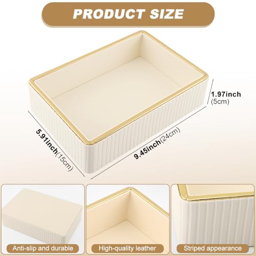 PU Leather Valet Tray,Desk Organizer Tray Nightstand Organizer Trinket Dish Storage Key Bowl Decorative Trays for Phone Wallet Jewelry Watch,Bathroom Bedroom Perfume Vanity Trays