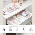 STORi SimpleSort 3-Piece Stackable Clear Drawer Organizer Set | 12" x 6" x 2" Rectangle Trays | Wide Makeup Vanity Storage Bins and Office Desk Drawer Dividers | Made in USA - size: 12x6x2"