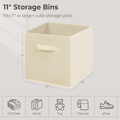 11x11 Inch Storage Bins Cubes, Fabric Foldable Storage Box, Collapsible Closet Organizer for Clothes, Blankets, Office, Bedroom, Living Room, Shelf Cabinet, Bookcase, Beige, 7 Pack - color: Beige, size: 7 PACK