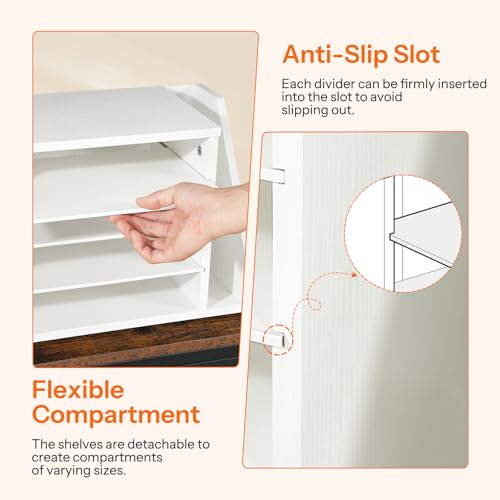 HOOBRO Mail Sorter, Literature Organizer with Adjustable Shelves, Paper Organizer for Office, Home, Wood Countertop File Holders, Mails, Magazines, White WT41WF01 - color: White
