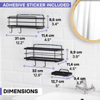 KINCMAX Premium Shower Caddy with Soap Holder, 2-Pack Adhesive Shower Organizer, No Drill Bathroom Shelves, Rustproof Stainless Steel Shelves for Inside, Shower Storage Rack, Matte Black - color: Matte Black + Soap Holder