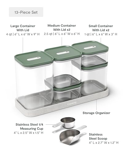 Caraway 13-Piece Glass Airtight Food Storage Containers with Lids – Non-Toxic, BPA-Free Kitchen Storage Containers – Stackable, Space-Saving Airtight Containers for Dry Goods and More - Sage - color: Sage, size: 13-Piece Set