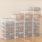 Stackable Storage Boxes with Clear Lids, 15.8-Inch Closet Storage Container with Metal Frame for Shoe, Boot, ﻿Sneaker (2 Pack, 19Qt, 15.8x11.8x6in) - style: 2 Pack