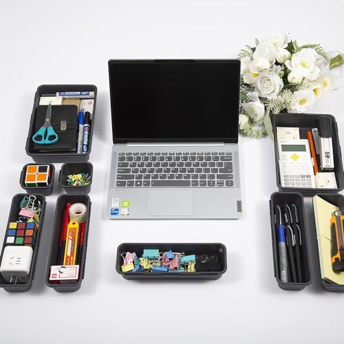 Kutesna 15 PCS Interlocking Desk Drawer Organizer Separator for Office,Bathroom,Kitchen,Makeup（Black） - color: Black, size: 15PC