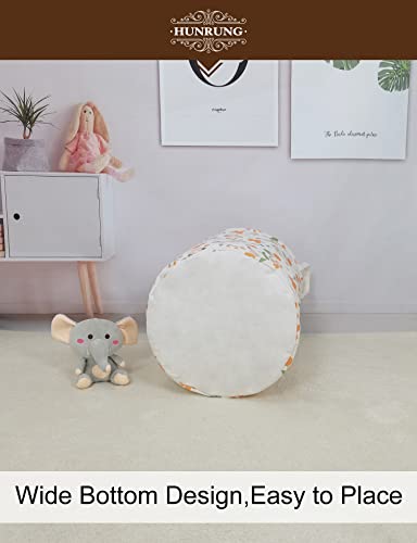 Collapsible Fabric Storage Basket, Waterproof Laundry Hamper with Handles, Round Storage Bin for Clothes Toys, Foldable Organizer for Bedroom Nursery Bathroom(Round-Orange Flower) - color: Round-Orange Flower