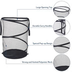 Seiritex Mesh Popup Laundry Hamper 115L Foldable Laundry Basket Extra Large Capacity Collapsible Clothing Storage Basket with Handles 26 H x 18 W x 18 L (Black) - color: Black