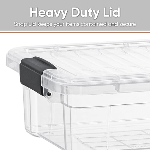 Superio Clear Storage Boxes with Lids, 1.27 Quart Plastic Container Bins for Organizing, Stackable Crates, BPA Free, Non Toxic, Odor Free, Organizers for Home, Office and Dorm - size: 8.25" x 5.5" x 3"