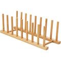 HBlife Bamboo Dish Plate Bowl Cup Book Pot Lid Cutting Board Drying Rack Stand Drainer Storage Holder Organizer Kitchen Cabinet（Keep Dry） - color: Bamboo 8 Slots 1pcs