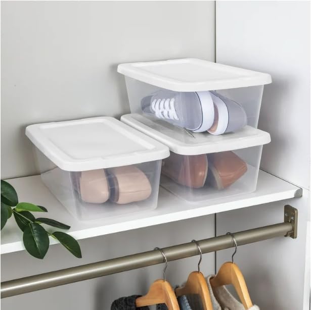 STERILITE 6-Quart Storage Bin Shoe Box - Clear (4)
