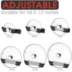 Adjustable Universal Pot Lid Holder Organizer - Upgraded Patented Pan Lids Organizers Inside Cabinet Door Wall Mount Pots Top Rack for Kitchen Cupboard Fit 6" to 13" (4Pack-Black) - size: 4Pack-Black