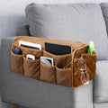 Armchair Caddy,Non Slip Sofa Armrest Organizer, Couch Armrest Remote Control Holder,Waterproof Recliner Arm Caddy with 14 Pockets for Cell Phone TV Remote Control - color: Brown
