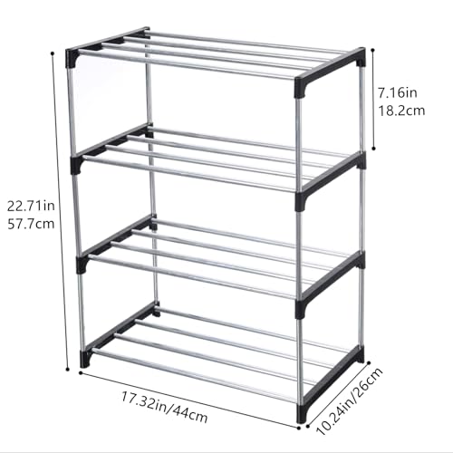Jucaifu Stackable Small Shoe Rack, Entryway, Hallway and Closet Space Saving Storage and Organization (4-Tier, Black) - color: Black, size: 4-Tier