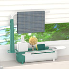 Telescopic Sink Storage Rack Adjustable with 2 Sponge - Sink Caddy Sponge Holder for kitchen sink(Green) - color: Green
