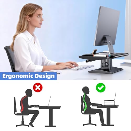 Computer Monitor Stand Riser,Height Adjustable Laptop Stand with Drawer & Phone Holder,Desktop Storage Stand for Printer,Desk Organizer for Office & Home Supplies