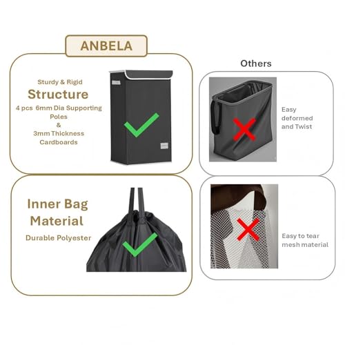 Laundry Hamper with Lid, 90L Collapsible Clothes Basket, Strong Struture, Dirty clothes Hamper, Removable Laundry Bag with String Closure, for Bedroom, Bathroom, Dorm, College, Toys, Black - size: 90L