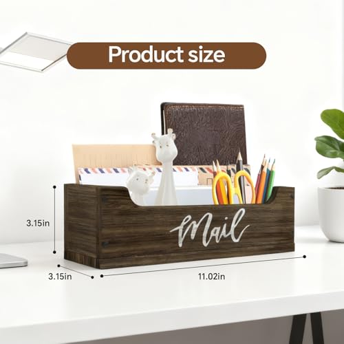 White Wooden Mail Organizer Countertop (Brown + White) - color: Brown + White