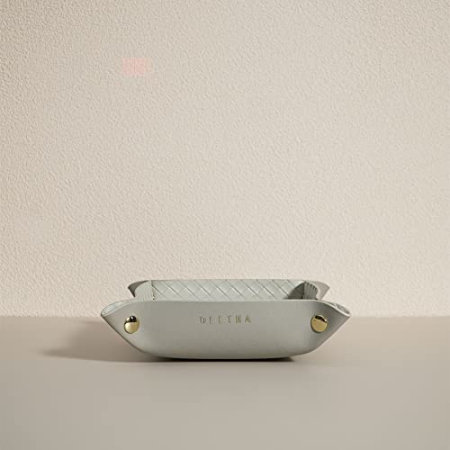 OLETHA Small Foldable Valet Tray - Aesthetic Desk Organizer for Home, Office & Travel - Portable Catch All Bowl for Keys, Jewelry & Essentials - Woven Textured, Grey - color: Woven Textured, Grey