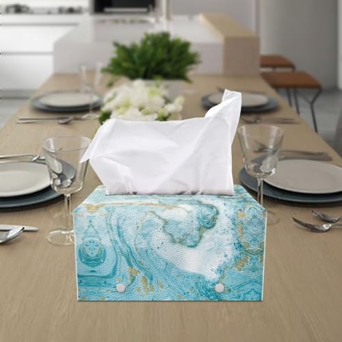 Marble Print Rectangle Tissue Box Cover Modern PU Leather Rectangular Tissue Box Waterproof Tissue Cover Decorative Holder Organizer for Bathroom Vanity Countertop - color: Marble Print 1