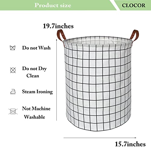 CLOCOR Collapsible Round Laundry Hamper/Large Storage Basket/Toys Bin/Boys and Girls Hamper/Room Decor (White check) - color: White check