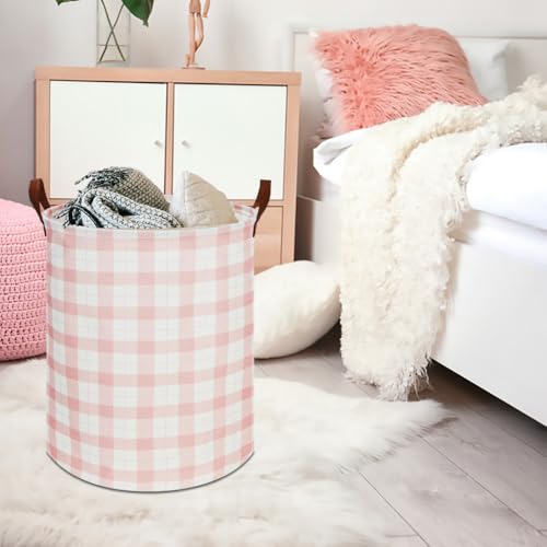 CLOCOR Laundry Basket, Waterproof Pink Nursery Hamper, Collapsible Fabric Storage Container, Room Decor, Gift Basket(Pink Grid) - color: Pink Grid