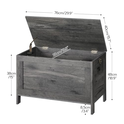 HOOBRO Toy Box, Retro Wooden Look Storage Chest with Safety Hinge, Entryway Storage Bench Supports 220 lb, 29.9 x 15.7 x 18.9 Inches Toy Chest Organizer, Easy Assembly, Charcoal Black BC75CW01G1 - color: Charcoal Black, size: 29.9x15.7x18.9 Inch