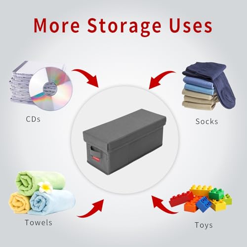 NUSWOR Premium CD Storage Box - Stackable CD Organizer Box with Lid - Holds 105 Jewel Cases - 14.37 x 5.5 x 6.3 inches - 3 Pack - Grey - size: 3PACK