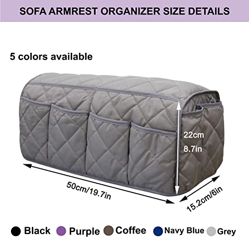 Sofa Armrest Organzier for Remote Control Holder with 14 Pockets for Recliner Organizer Armchair Caddy Organizer for Glasses Keys Phones ipads Storage, Gray - color: Gray