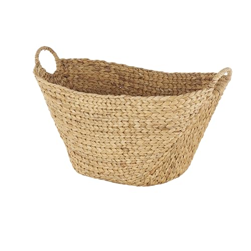 Deco 79 Seagrass Handmade Decorative and Functional Storage Basket Woven Basket Organizer with Ring Handles, Basket for Storage 31" x 19" x 19", Brown - size: 31" x 19" x 19"