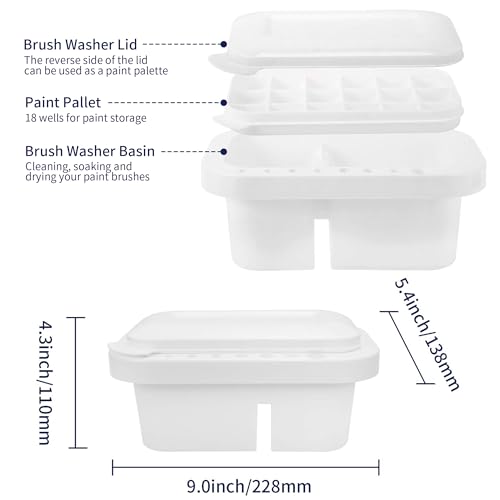 MyLifeUNIT Paint Brush Cleaner, Paint Brush Holder and Organizers with Palette for Acrylic, Watercolor, and Water-Based Paints (White) - color: White