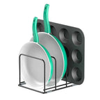 KORRTFID Kitchen Cabinet Organizer - Steel Cookware Rack, Divided Holder with 3 Slots for Skillets, Baking Tray and Chopping Board - Pan Storage (2.2 Inch Width Slots) - style: 2.2 Inch Width Slots