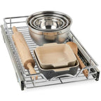 HOLDN’ STORAGE Pull Out Cabinet Organizer, Heavy Duty Caddy w/Lifetime Limited Warranty -11”W x 21”D - Requires At Least 12-1/4” Cabinet Opening, Steel Metal Cabinet Drawers Slide Out, Chrome - size: 11”W x 21”D
