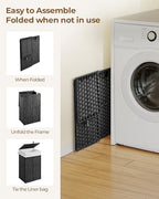 Greenstell Laundry Hamper with Lid, 60L Clothes Hamper with 2 Removable Liner Bags & 2 Mesh Bags, Handwoven Synthetic Rattan Basket, Toys in Bathroom, Bedroom Black - color: Black, size: 60L (13.4 x 13.4 x 21.7 inches)