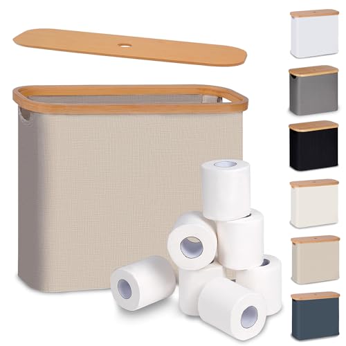 efluky Toilet Paper Basket with Lid, Toilet Paper Organizer for Bathroom, Free Standing Toilet Paper Holder with Storage, Brownbeige - color: Brownbeige