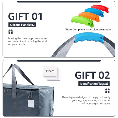 Moving Bags Heavy Duty Extra Large, Moving Boxes, Moving Supplies Essentials,Storage Bins with Lids, Plastic Packing Totes, Storage Bags for Clothes with Handles & Zippers(Grey, 6 Pack) - color: Grey, size: 6 Pack