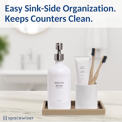 Spacewiser Countertop and Vanity Tray - Small 7.7” Silicone Tray for Soap Dispenser Bottles, Bathroom Trays, Kitchen Sink Trays, Sink Caddy Kitchen Sinks Organizer, Soap Dish & Sponge Holder Mat - color: Coastal Sand, size: Small 7.7”