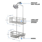Epicano Anti-Swing Hanging Shower Caddy Stainless Steel 304, Over Head Shower Caddy Rustproof with hooks for Towels, Sponge and more, Chrome - color: Silver