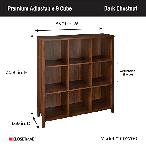 ClosetMaid 16057 Premium Adjustable 9-Cube Organizer, Dark Chestnut - color: Dark Chestnut, size: 9-Cube