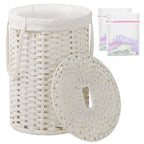 SETVSON Laundry Hamper with Lid Laundry Basket with Lid 19.0 Gal (72 L) Round Wicker Laundry Basket Handwoven Rattan Basket with Lid Removable Bag 2 Mesh Bags Handles for Living Room Bathroom White - color: White, size: 72L