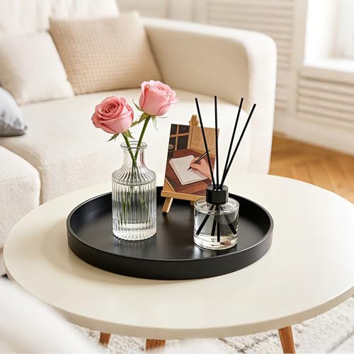 2 Pack 9" Bathroom and Vanity Tray, ABS Bathroom Counter Organizer, Coffee Table Decor for Perfume, Candles, Keys &More. Kitchen Countertop Organizer, Decorative Tray Soap Holder, Black - color: Black, size: 9" - 2Pcs