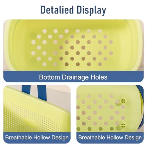 JiatuA Plastic Storage Basket with Handle Portable Shower Caddy Tote Organizer Basket Bin for Bathroom Kitchen Dorm Room Bedroom, ‌Yellow - color: Yellow, size: Large