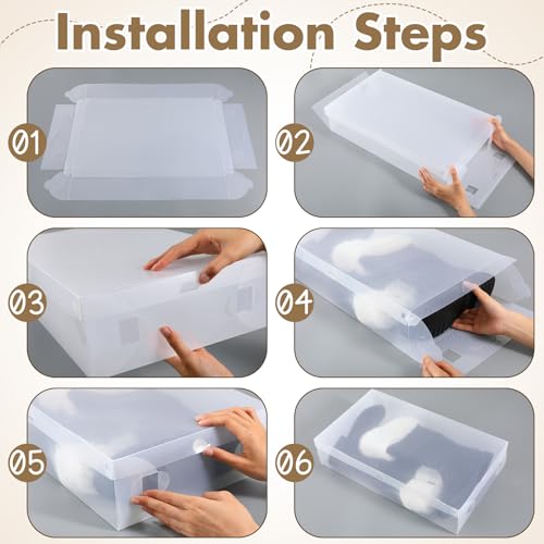 Sintuff 12 Pack Large Boot Storage Boxes with Lids for Tall Boots 20.5" x 11.8" x 4.5" Stackable Clear Plastic Shoe Organizer Container Space-saving Shoe Storage Box for Sneakers and High Heels