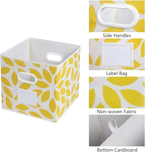 MAX Houser Fabric Storage Bins Cubes Baskets Containers with Dual Plastic Handles for Home Closet Bedroom Drawers Organizers, Flodable, Set of 6 (Yellow) - color: 22 yellow