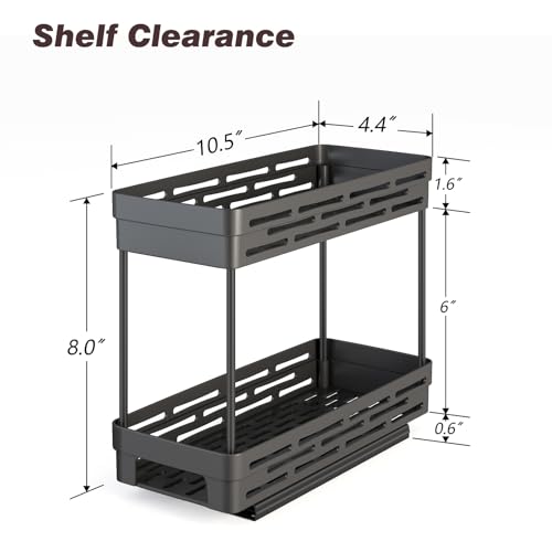 2 Pack Pull Out Spice Rack Organizer for Cabinet, Slide Out Spice Racks Organizer, Spice Cabinet Organizers, Cabinet Size Need:12'' Highx11'' Deepx5'' Wide,Hold 10 Spice Jar Each Tier-2Tier, Black - color: Black, size: 2 Pack