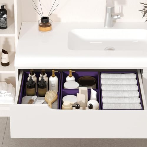 DIMJ Drawer Organizer Clothes - 24 Pack Closet Drawer Organizer Bins for Baby Clothes Storage, Fabric Dresser Organizer for Nursery Bedroom, Foldable Small Drawer Dividers for Underwear Socks - color: Purple, size: 24 Pack